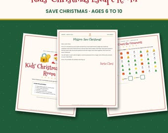 Kids Christmas Escape Room Printable, Save Christmas Puzzle Game for Ages 6 to 10, Family & Classroom Holiday Activity, PDF