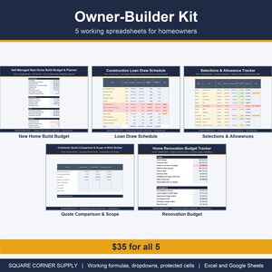 Bauherren-Kit: 5 Excel-Tabellen für Hausbau- und Renovierungsbudgets (Digitaler Download)