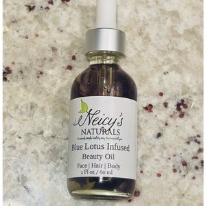 Blue Lotus Infused | Beauty Oil | Moringa Seed Oil | Blue Berry Seed Oil | 2 oz | Face, Hair, Body|