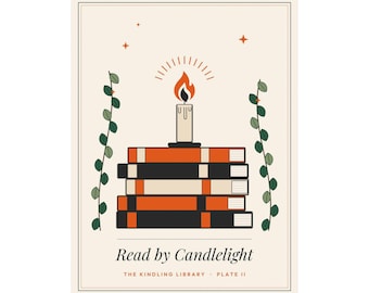 Dark Academia Poster, Candlelight Library Wall Art, Bookish Print, Vintage Book Lover Decor, Reading Nook Art, Gift for Readers