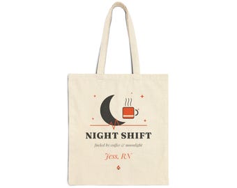 Personalized Nurse Tote Bag, Night Shift Nurse Gift, Custom Name RN Tote, ICU Nurse Appreciation, Nursing Graduation Gift