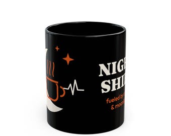 Night Shift Nurse Mug, ICU Nurse Coffee Cup, NICU Nurse Gift, Coffee and Moonlight Black Mug, Nurse Appreciation Gift