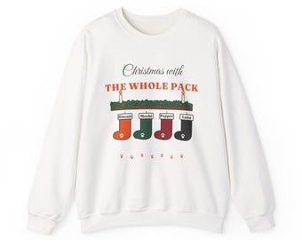 Custom Pet Names Christmas Sweatshirt, Dog Mom Christmas Crewneck, Personalized Pet Stockings Shirt, Cat Christmas Gift