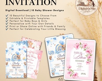 Invito per baby shower: 20 modelli digitali modificabili da scaricare.