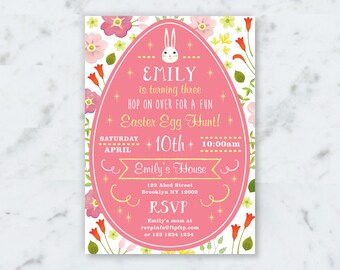 Easter Birthday Invitation Easter Egg Hunt Invite ecard Easter Bunny evite Printable Jpeg Digital Invitation Easter Invitation