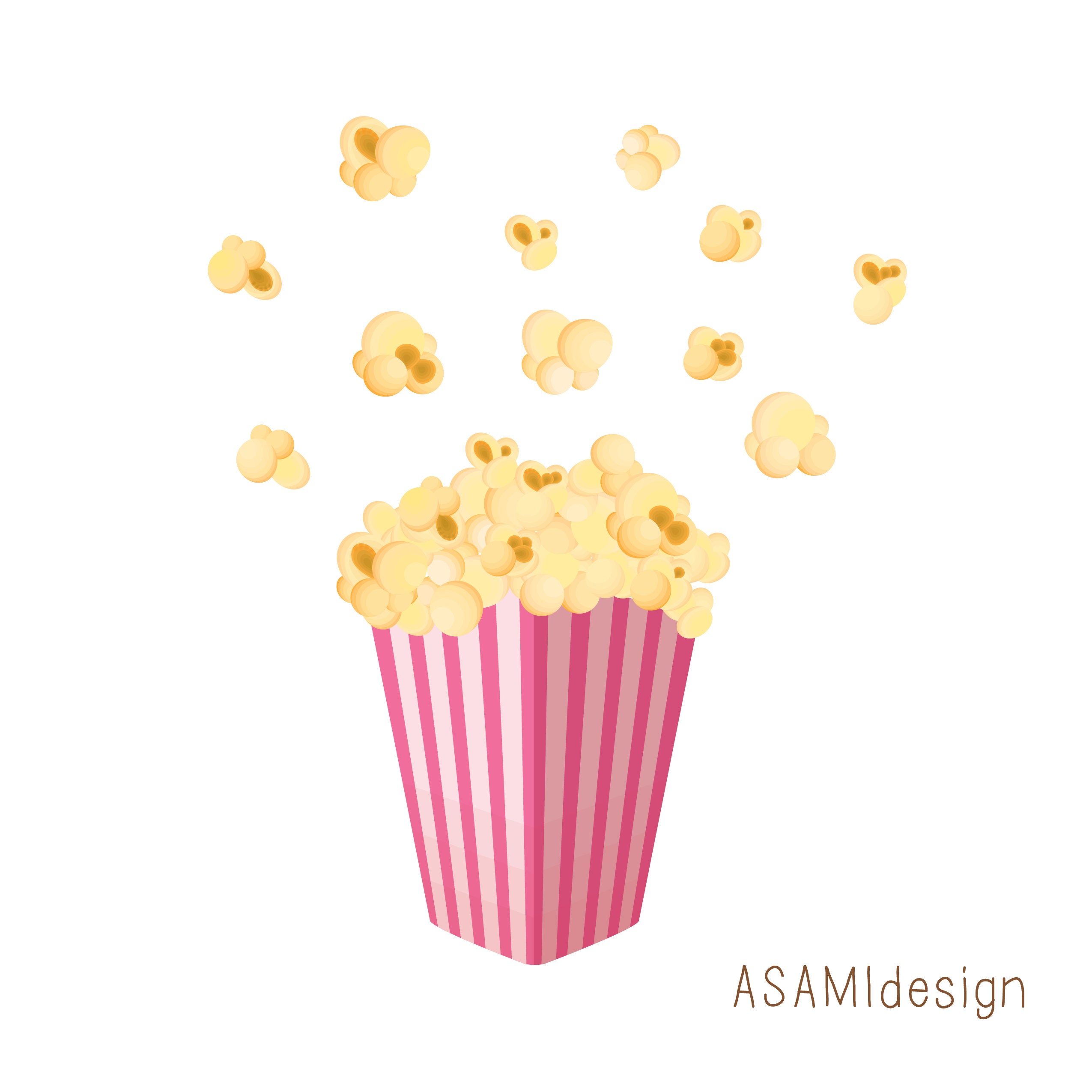 Popcorn Clipart Popping Popcorn rosa Popcorn Box ClipArt Etsy