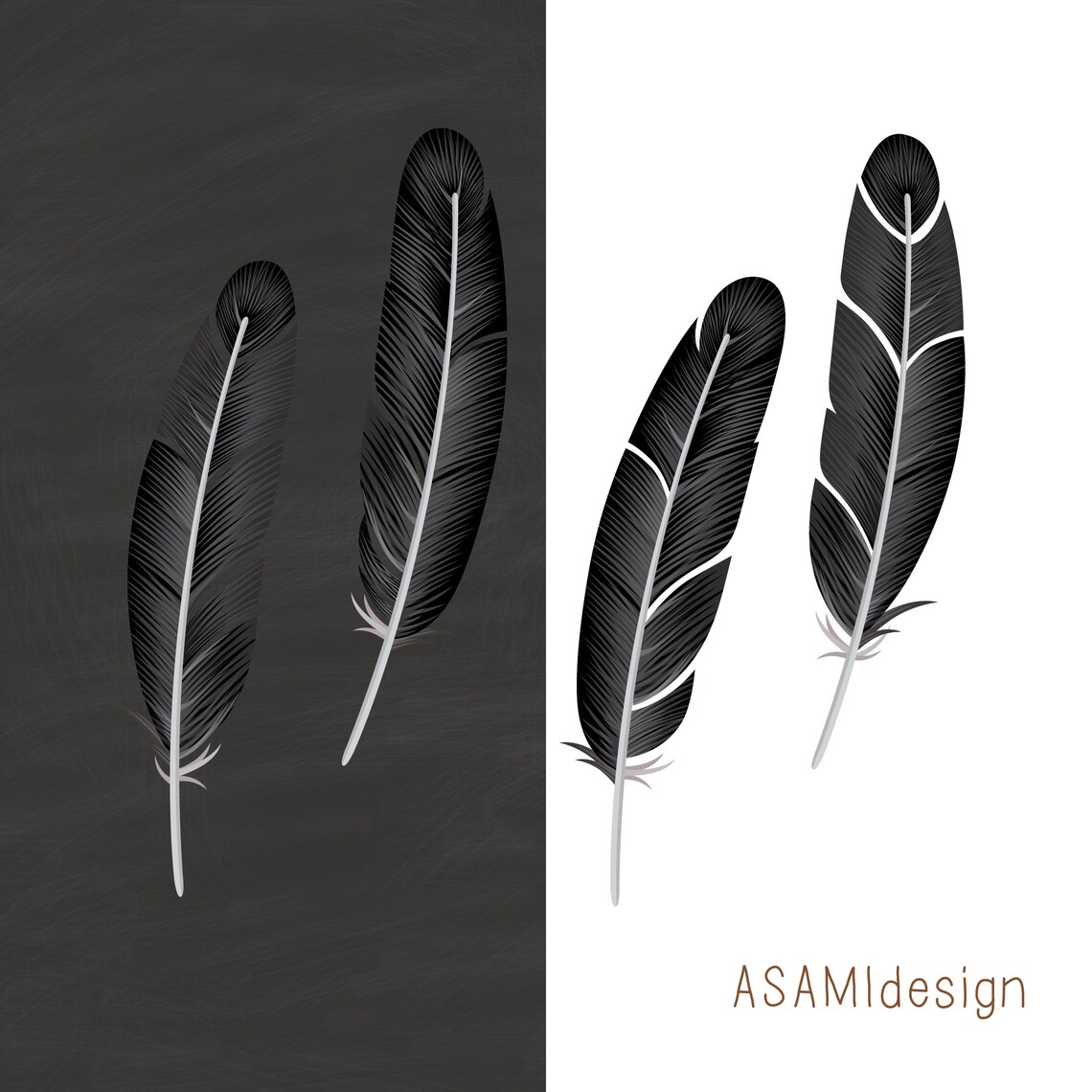 Black Crow Feather Clipart Crow Feathers Clip Art PNG | Etsy