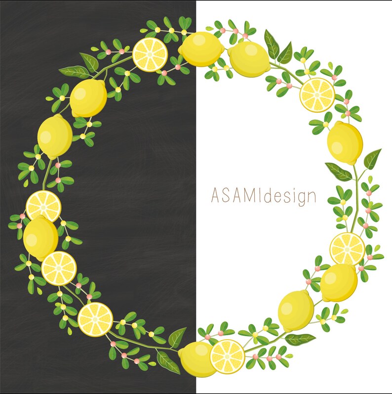 Lemon Wreath Clipart Lemon Clip Art PNG | Etsy