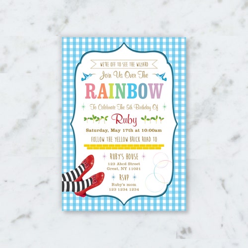 Wizard of Oz Party Invitation Printable Dorothy Birthday - Etsy