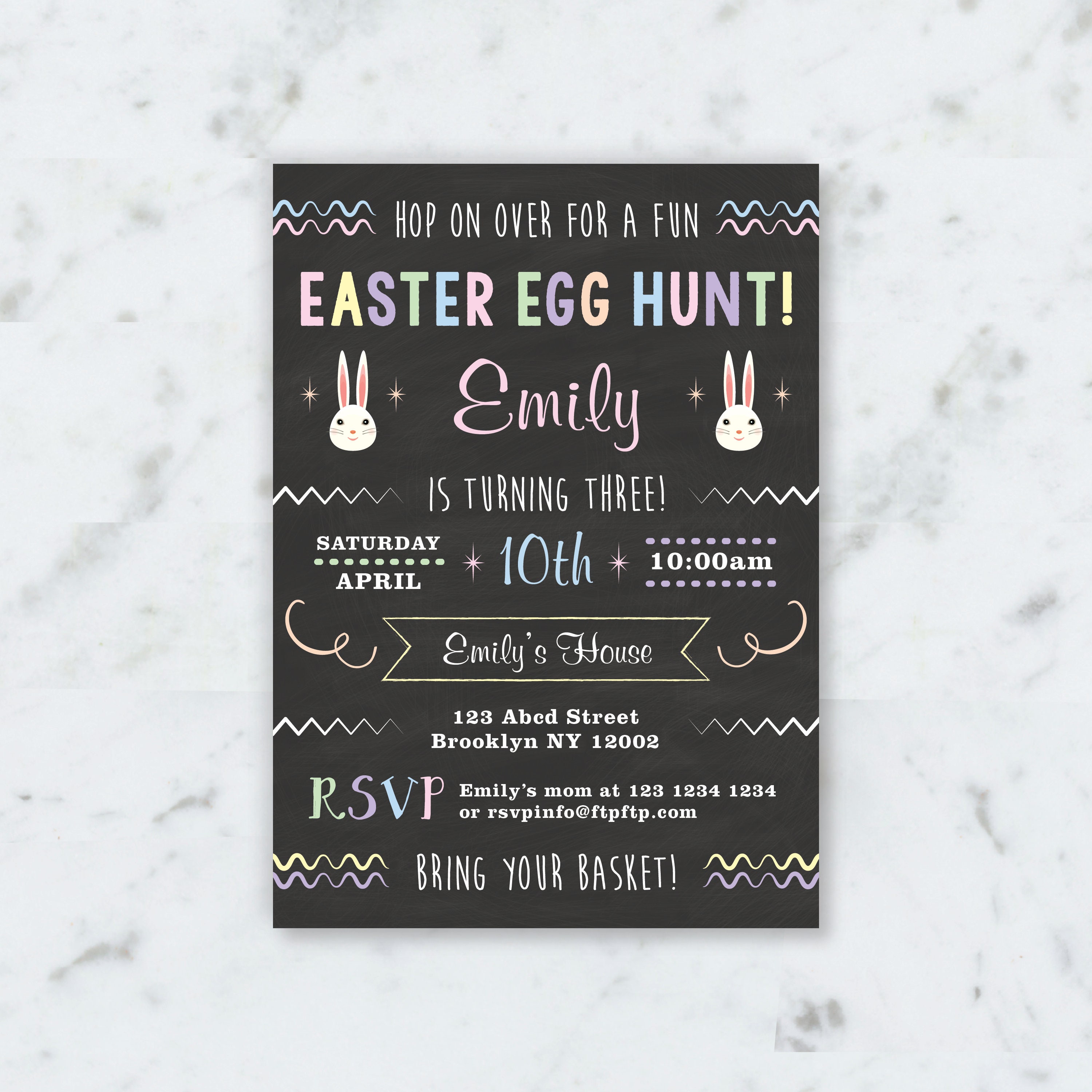 Easter Birthday Invitation Easter Egg Hunt Invite ecard Easter Bunny evite Printable Jpeg Digital Invitation Easter Invitation