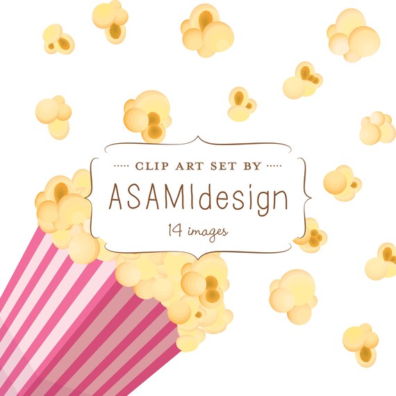 Popcorn Clipart Popping Popcorn Pink Popcorn Box Clip Art Etsy Ireland