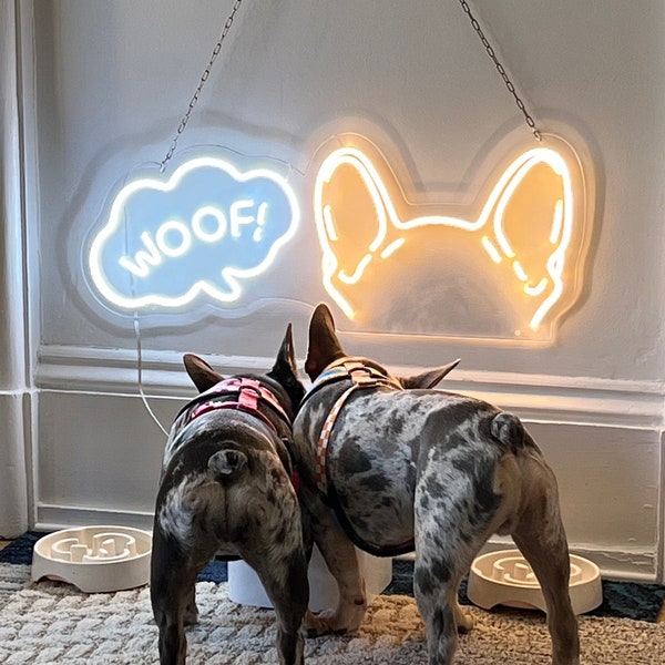 FRENCHIE WOOF! Neon LED Sign Wall Decor Art - Dimmable