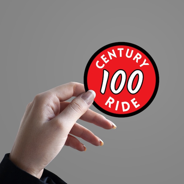 100 Rides CENTURY RIDE Vinyl Sticker Milestone Badge 3x3 in Weatherproof, At-Home Bike Rider, Achievement, Bike Sticker