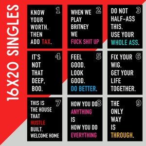 SINGLE QUOTE Posters 16X20 | 10 to Choose | Motivational Instructor Quotes | Bike Gym Wall Decor, gymspo, no ego amigo, fitness gift for her