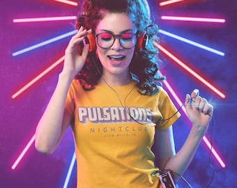 PULSATIONS NIGHTCLUB Glen Mills, PA, Short-Sleeve Unisex T-Shirt, 80s Retro, Jon Taffer, Pulsar Robot, Delaware County, Dance Club Apparel