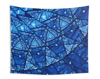 Blue Stained Glass Wall Tapestry for Curtain Gardeners and Gardens
