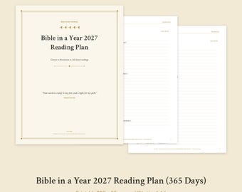 Bible in a Year 2027 Reading Plan Printable, 365 Day Cover to Cover Bible Reading Plan, Daily Bible Tracker Checklist PDF