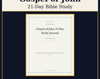 Gospel of John Bible Study Printable, 21 Day Guided Journal for Women & Men, Daily Bible Reading