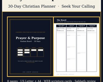 Christian Purpose Planner Printable, Prayer Kanban Board, Find Your Calling Bible Journal, Faith Goal Tracker PDF