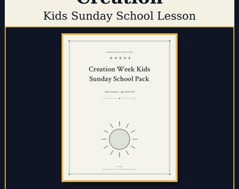 Creation Sunday School Lesson for Kids, Genesis 1 Bible Activity Sheets & Coloring Pages