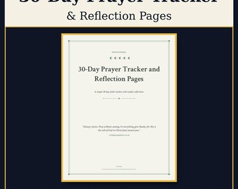 Prayer Tracker Printable, 30 Day Prayer Challenge Habit Tracker with Christian Reflection Pages