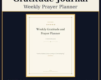 Gratitude Journal Printable, Weekly Christian Prayer & Thankful Planner, Undated