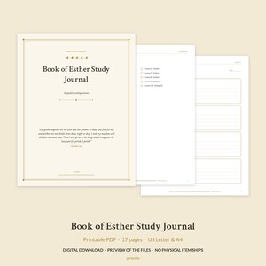 Book of Esther Bible Study Printable, Women's Bible Study Journal, For Such a Time as This, Old Testament Study PDF image 1