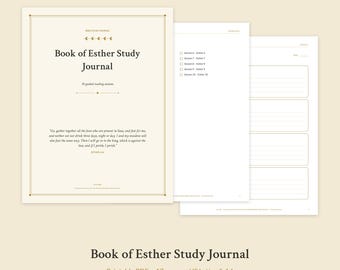Book of Esther Bible Study Printable, Women's Bible Study Journal, For Such a Time as This, Old Testament Study PDF