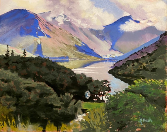 Nether Wasdale and Wastwater, English Lake District giclée pastel painting on paper (2021)