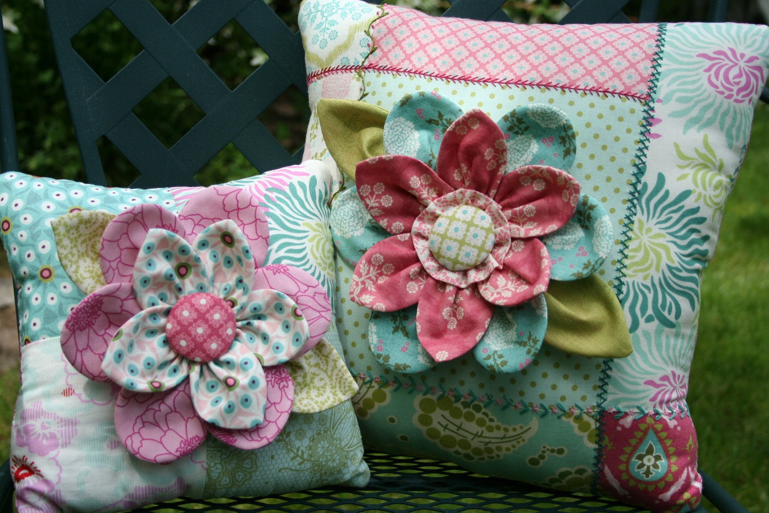 Embroidered Flower Pillow PDF Pattern Etsy