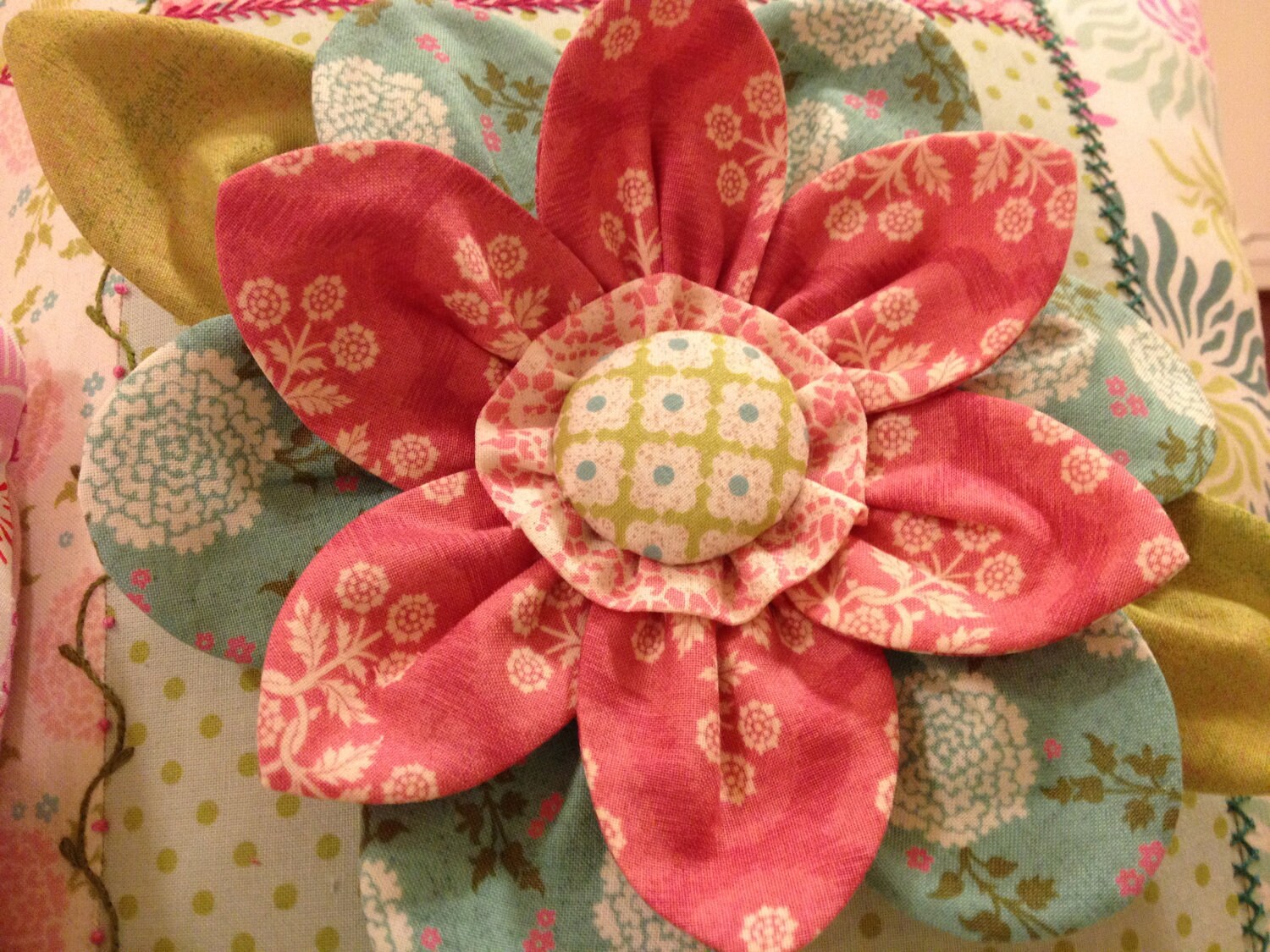 Embroidered Flower Pillow PDF Pattern Etsy