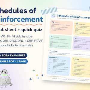 Spickzettel zu Verstärkungsplänen | RBT- und BCBA-Prüfungsvorbereitungsleitfaden mit Quiz | Druckbare Ratio- und Intervallpläne