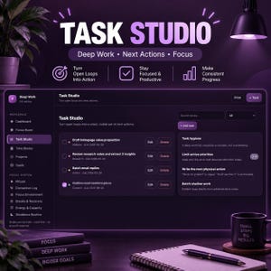 Deep Work Planner HTML | Focus Timer Dashboard, Time Blocking, Productivity Tracker, Task Manager & Goal Organizer bild 9
