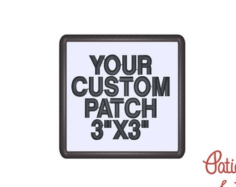 1 patch, patch quadrado de 3 polegadas, seu texto personalizado, costure