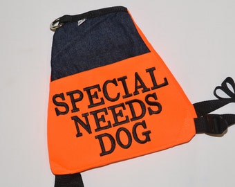 Vest (select your size), "SPECIAL NEEDS DOG", Light weight s.d.  style vest