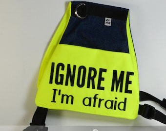 Vest (very adjustable), Ignore Me, I'm Afraid, Light weight sd style dog vest, pocket, custom embroidered, training vest