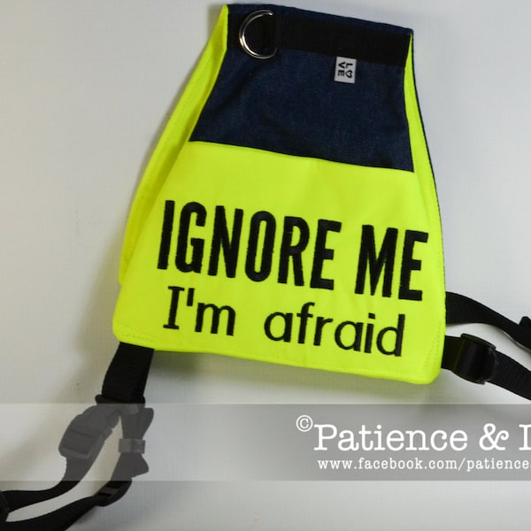 Vest (very adjustable), Ignore Me, I'm Afraid, Light weight sd style dog vest, pocket, custom embroidered, training vest