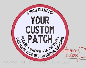 1 patch, patch met een diameter van 4 inch, jouw eigen tekst, aannaaien