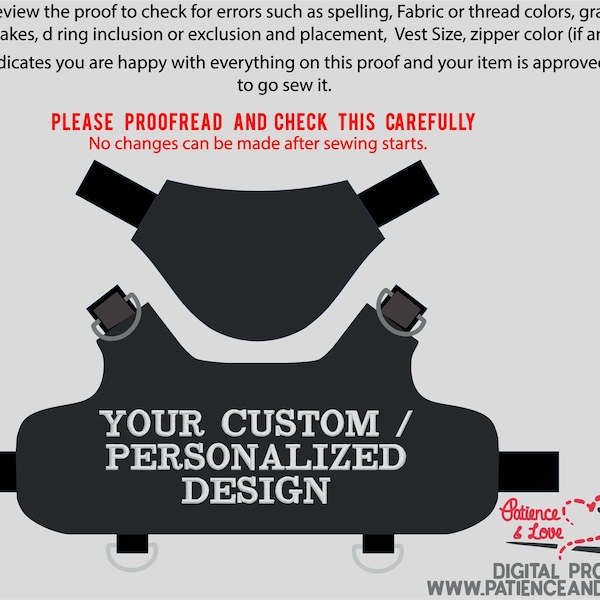 Harness, Standard Size, Custom embroidered vinyl, personalized with your design