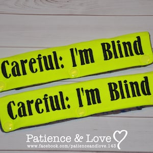 One (1) Careful: I&#39;m Blind Leash Sleeve, Snap-On, customizable, leash wrap, sign, pocket inside, custom embroidered