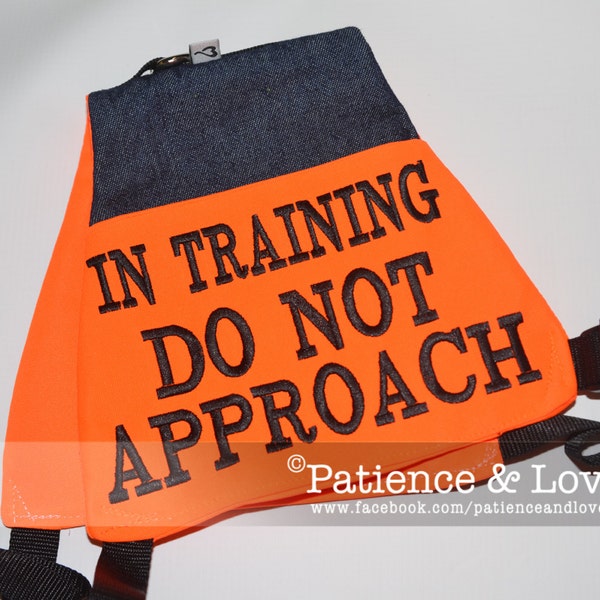 Vest (adjustable size), "In Training Do Not Approach", Light weight sd style vest, dog vest, cape, harness, pocket, embroidered