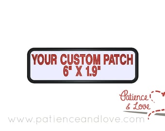 1 Patch, patch retangular de 6 x 1,9 polegadas, seu texto personalizado, costure