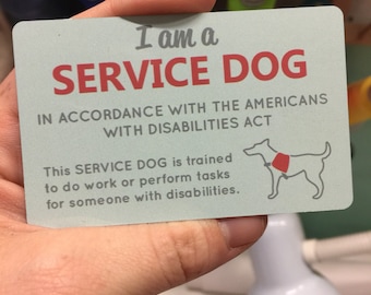 Service Hund ADA Informationskarte, wasserdicht, Semi-Glanz dünne Aluminium Visitenkarte, 2 Seiten