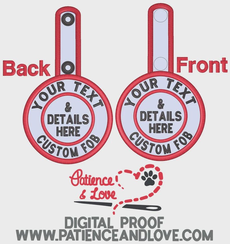 Embroidered Snap Tab Fob Key Chain | Custom Embroidered on Both Sides ...