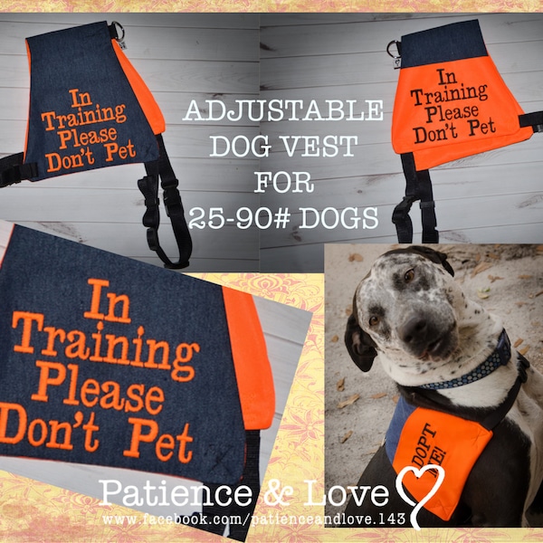 Vest (Adjustable size), "In Training Please Don't Pet", Light weight s.d.  style vest