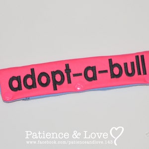 1 adopt-a-bull Leash Sleeve, Snap-On, customizable, custom embroidered, leash wrap, sign, pocket