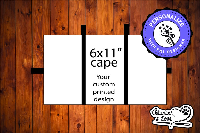 Printed Cape, Full color, DecoLeather, Personalize with our Design Builder Tool 11 x 6  inches