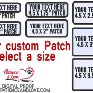 1 Patch, 4.5 inch x select your height rectangular patch, your custom text, sew on