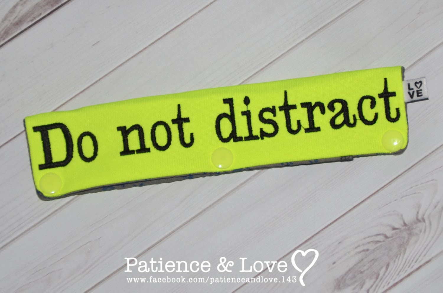 1 Do Not Distract Leash Sleeve, Snap-On Sign, Customizable, Leash Wrap, Pocket On The Inside, Custom Embroidered