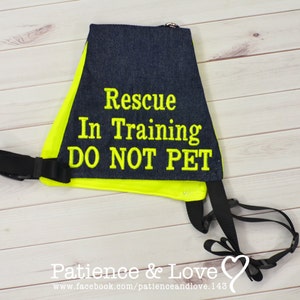 Dog Vest very adjustable, Rescue In Training DO NOT PET, Light weight sd style vest, custom embroidered, in training image 2